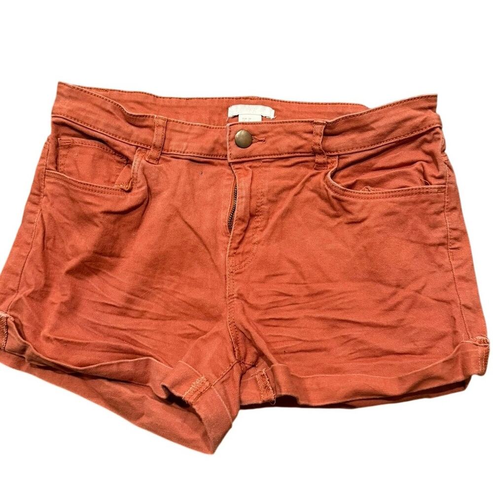H&M Womens Rust Orange Denim Shorts Size 8